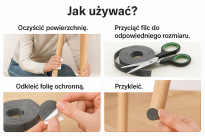 Zestaw 4 taśm filcowych samoprzylepnych z klejem 2,3,5,10 cm × 74 cm – czarna, gr. 4 mm, 350 g/m² - 3