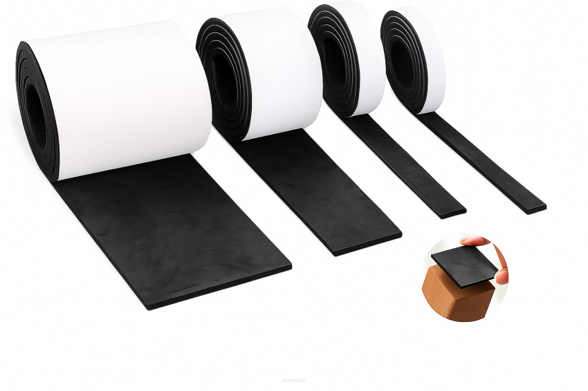 Zestaw 4 taśm filcowych samoprzylepnych z klejem 2,3,5,10 cm × 74 cm – czarna, gr. 4 mm, 350 g/m²