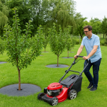 Krążek filcowy podkładka, mata, dysk antychwastowy Φ70 cm szary – do ściółkowania roślin, drzewek, drzew - 6