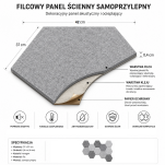 Filcowy Panel Ścienny Samoprzylepny HEXAGON Antracyt, 42x37 cm 4 mm – Panel Dekoracyjny, Akustyczny, Izolacyjny i Antykondensacyjny - 4