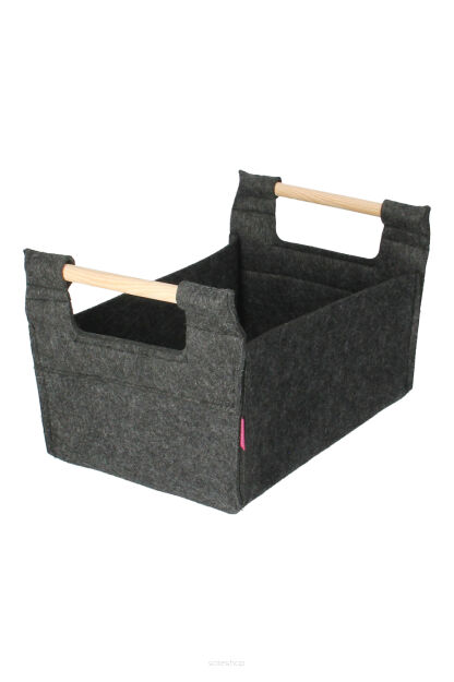 Pudełko z filcu z uchwytem drewnianym 20x30x20 cm