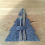 Choinka filcowa - świąteczne podkładki etui na sztućce szare 22 cm - komplet 6 szt. - 4