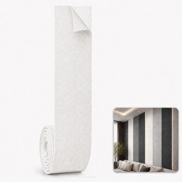 ARCO FeltWall Pas Filcowy Samoprzylepny 6 × 500 cm Dekoracyjno-Akustyczny, Biały