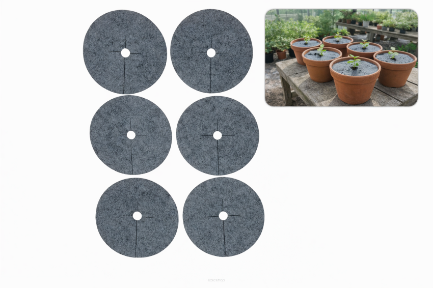 Zestaw krążków przeciwchwastowych 6 szt. ściółkowanie szary fi 21 cm