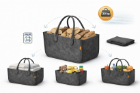 Torba gospodarcza 30×30×50 cm - antracyt, 4 mm - wytrzymała torba filcowa na drewno opałowe, zakupy, pranie, zabawki i piknik, do 30 kg - 18