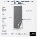 ARCO FeltWall Pas Filcowy Samoprzylepny 74 × 500 cm Dekoracyjno-Akustyczny, Czarny - 7