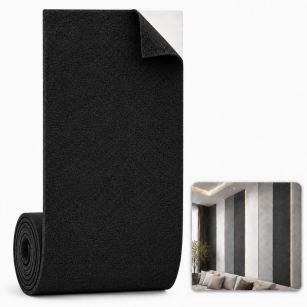 ARCO FeltWall Pas Filcowy Samoprzylepny 74 × 500 cm Dekoracyjno-Akustyczny, Czarny