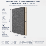 Filcowy Panel Ścienny Samoprzylepny KWADRAT Antracyt, 37x37 cm 4 mm – Panel Dekoracyjny, Akustyczny, Izolacyjny i Antykondensacyjny - 4