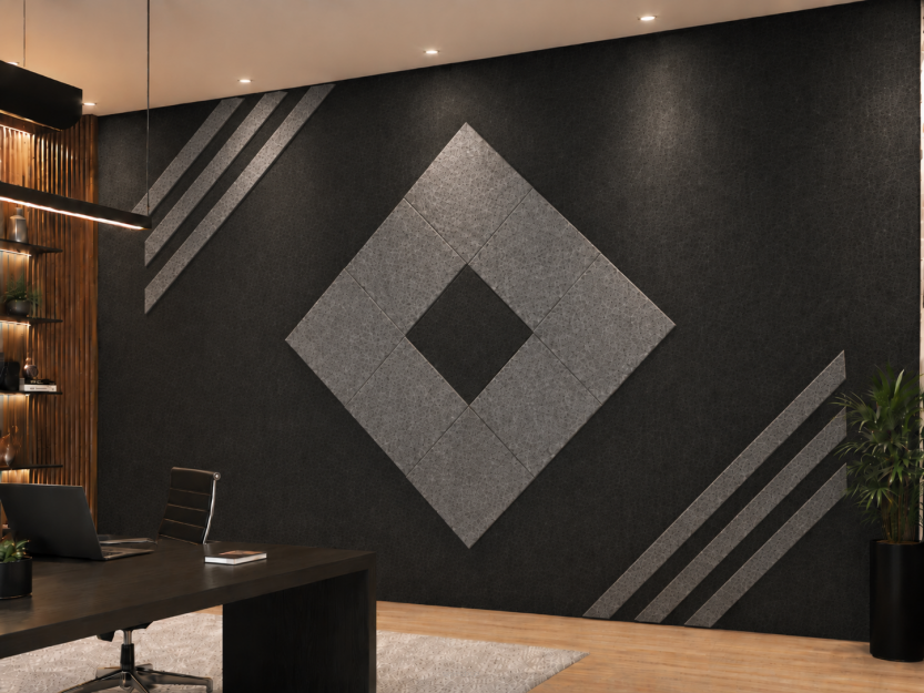 ARCO FeltWall Aranżacja Dekoracyjno Akustyczna Kwadrat 37cm Taśma 6cm