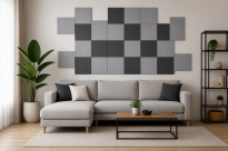 Filcowy Panel Ścienny Samoprzylepny KWADRAT Szary, 37x37 cm 4 mm – Panel Dekoracyjny, Akustyczny, Izolacyjny i Antykondensacyjny - 3
