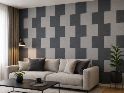 ARCO FeltWall Aranżacja Dekoracyjno Akustyczna 37x37 - Przesunięte kwadraty 7m2