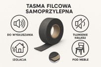 Filcowa taśma ochronna samoprzylepna 2 cm × 1,5 m – czarna, gr. 4 mm, 350 g/m² - 11