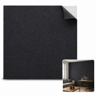 ARCO FeltWall Panel Akustyczny Filcowy Kwadratowy Czarny 74 × 74 cm Samoprzylepny
