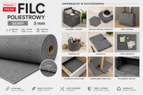 Polski Filc Poliestrowy 3 mm Szary 150x50 cm Filc Techniczny DIY Rękodzieło, na metry - 2