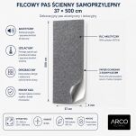 ARCO FeltWall Pas Filcowy Samoprzylepny 37 × 500 cm Dekoracyjno-Akustyczny, Czarny - 5