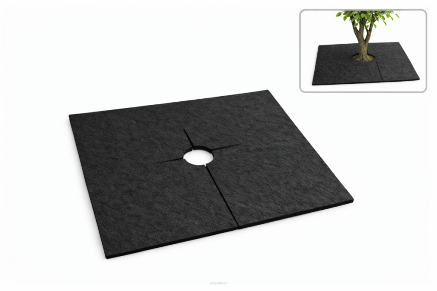 Filcowa mata przeciwchwastowa kwadratowa 70x70 cm 4mm grafit, do ściółkowania roslin, drzewek, drzew, szkółkarstwa