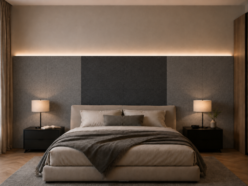 ARCO FeltWall Aranżacja Dekoracyjno Akustyczna 74x74 - Sypialnia Wariant 12szt