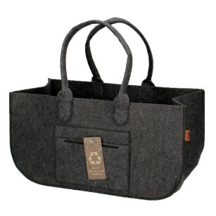 Torba gospodarcza 25×25×50 cm - antracyt, 4 mm - wytrzymała torba filcowa na drewno opałowe, zakupy, pranie, zabawki i piknik, do 30 kg