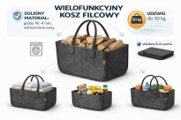 Torba gospodarcza 40×30×50 cm - antracyt, 4 mm - wytrzymała torba filcowa na drewno opałowe, zakupy, pranie, zabawki i piknik, do 30 kg - 2