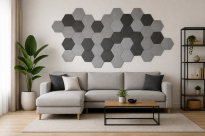 Filcowy Panel Ścienny Samoprzylepny HEXAGON Szary, 42x37 cm 4 mm – Panel Dekoracyjny, Akustyczny, Izolacyjny i Antykondensacyjny - 5