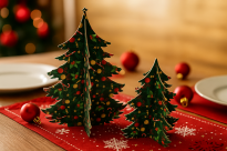 Świąteczna Choinka Filcowa na Stół 25 cm – Dekoracja Świąteczna z Filcu 4 mm z Trwałym Nadrukiem, Stabilna Ozdoba, Na Biurko, Do Sklepu - 4