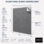 ARCO FeltWall Panel Akustyczny Filcowy Kwadratowy Szary 74 × 74 cm Samoprzylepny - 5